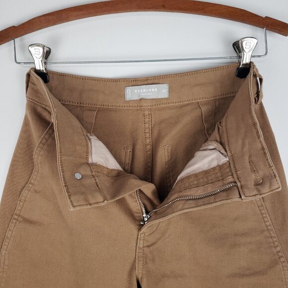 Everlane Utility Barrel Pant Light Brown Twill Organic Cotton High Rise Size 00 - Picture 6 of 9